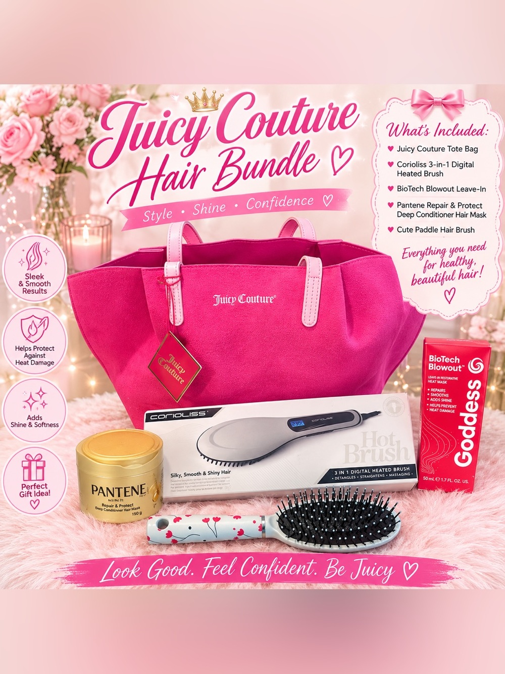 Juicy Couture Hot Pink Hair Care & Styling Gift Set